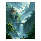 Original artwork for Pagoda Above The Falls Diamond Painting Kit