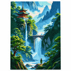 Finished diamond painting for Pagoda Above The Falls Diamond Painting Kit