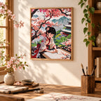 Home decor scene for Painter Under Cherry Blossoms Diamond Painting Kit