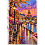 Paris Seine Rainy Evening diamond painting process