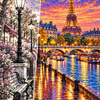 Paris Seine Rainy Evening canvas and resin drill detail