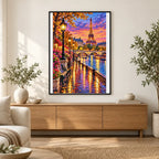Paris Seine Rainy Evening finished artwork in home décor