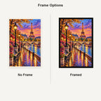 Paris Seine Rainy Evening No Frame and Framed comparison