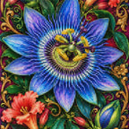 Close-up of sparkling drills on the Passionflower Jewel Vine design