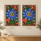 Framed and no-frame options for the Passionflower Jewel Vine diamond painting