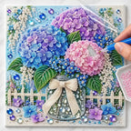 Pastel Hydrangea Jar Pearl Diamond Painting Kit – process image