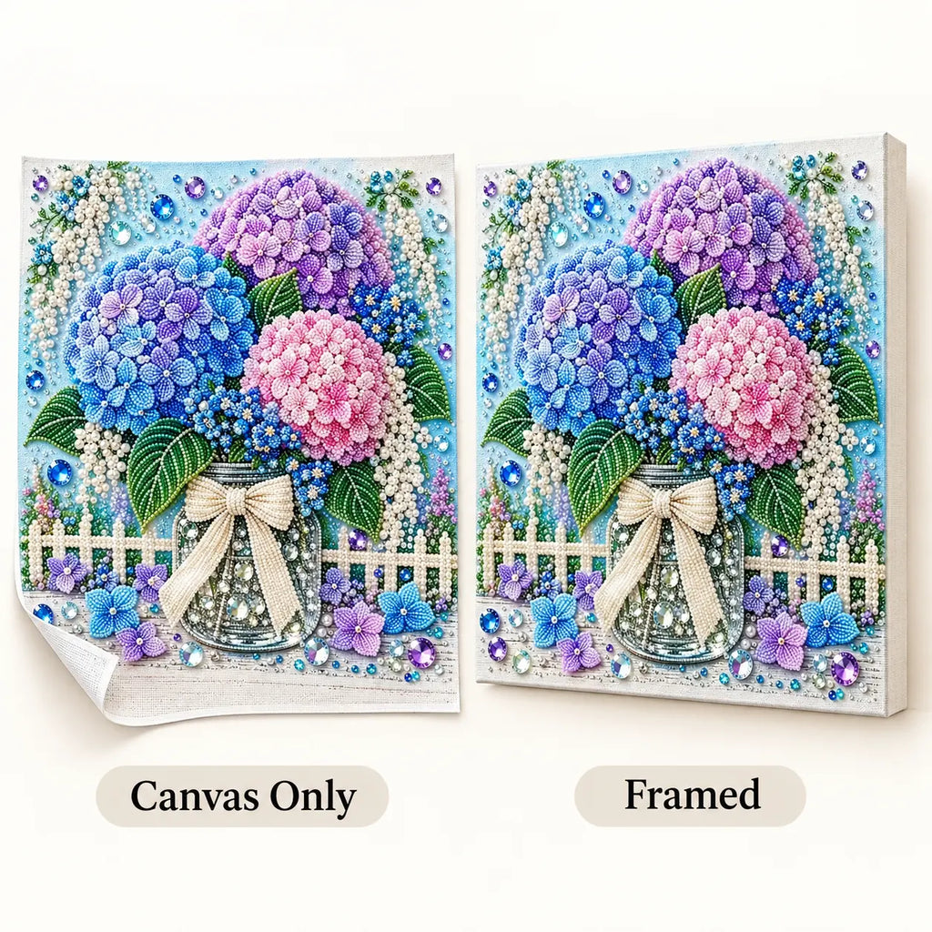 Pastel Hydrangea Jar Pearl Diamond Painting Kit – style image