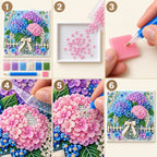 Pastel Hydrangea Jar Pearl Diamond Painting Kit – tutorial image