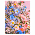 White-background finished diamond painting of Pastel Meadow Blooms