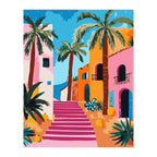 Pastel Palm Courtyard completed artwork on a clean white background