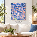 Pastel Sunset Clouds shown in a styled room with 15.7 × 19.7 in and 40 × 50 cm dimensions