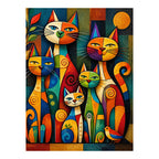 Original artwork for Patchwork Cat Gathering Diamond Painting Kit