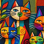Diamond detail for Patchwork Cat Gathering Diamond Painting Kit