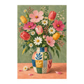 White-background original artwork of patchwork garden vase