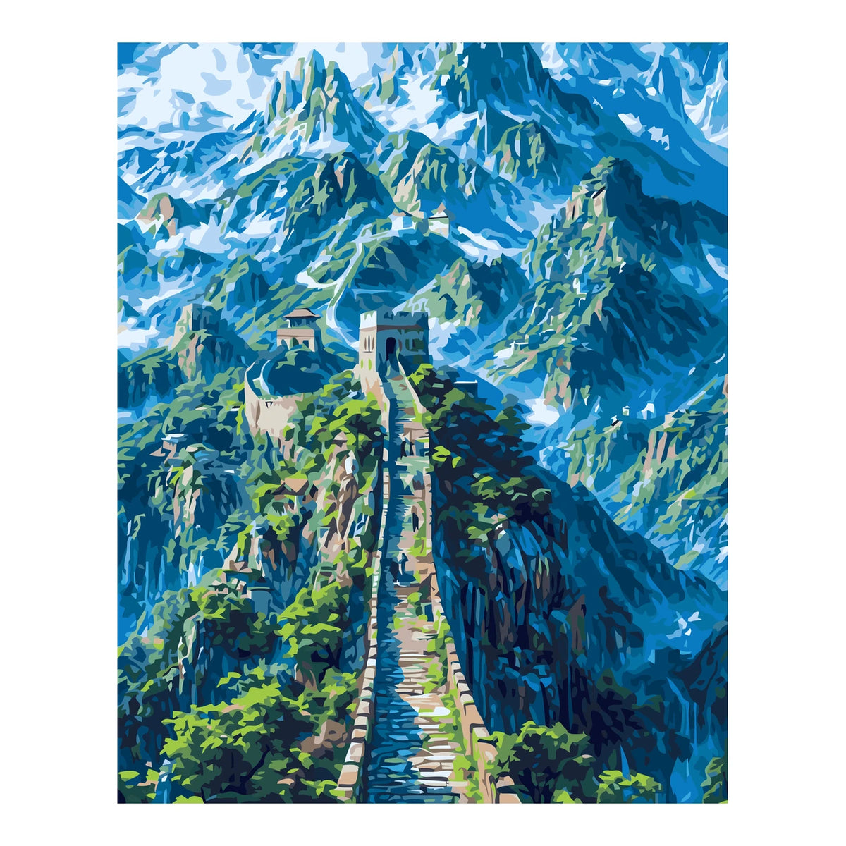 Original artwork for Path Through Blue Peaks Diamond Painting Kit