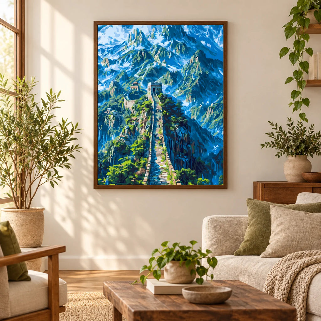 Home decor scene for Path Through Blue Peaks Diamond Painting Kit
