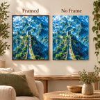 Framed and no-frame comparison for Path Through Blue Peaks Diamond Painting Kit