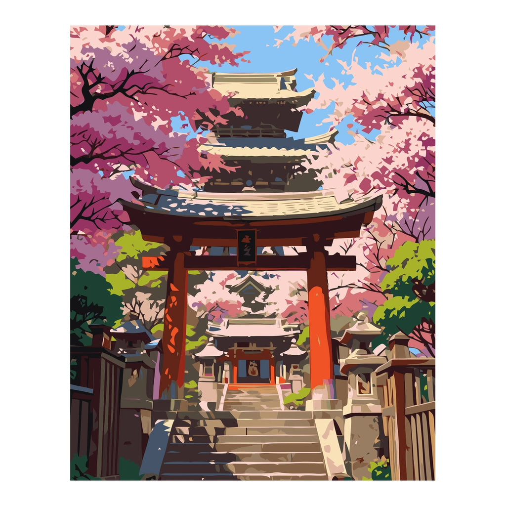 Original artwork for Path Through Cherry Blossoms Diamond Painting Kit