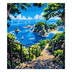 Finished diamond painting of Path To Coastal View with sparkling drills