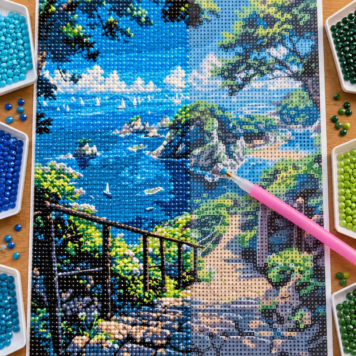 Diamond painting process for Path To Coastal View