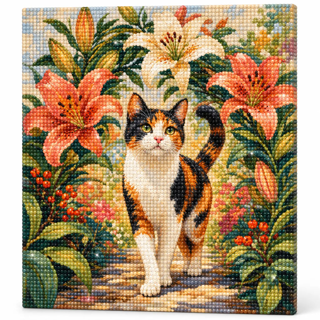 Finished diamond painting for Pathway Of Lilies Diamond Painting Kit