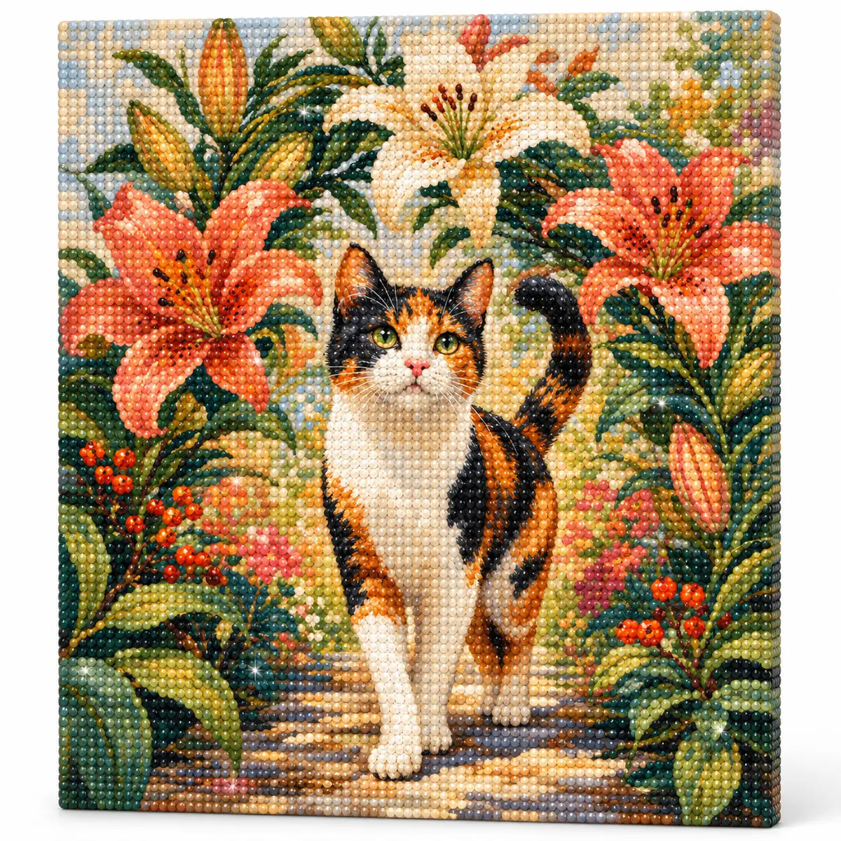 Finished diamond painting for Pathway Of Lilies Diamond Painting Kit
