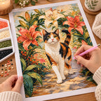 Diamond painting process for Pathway Of Lilies Diamond Painting Kit