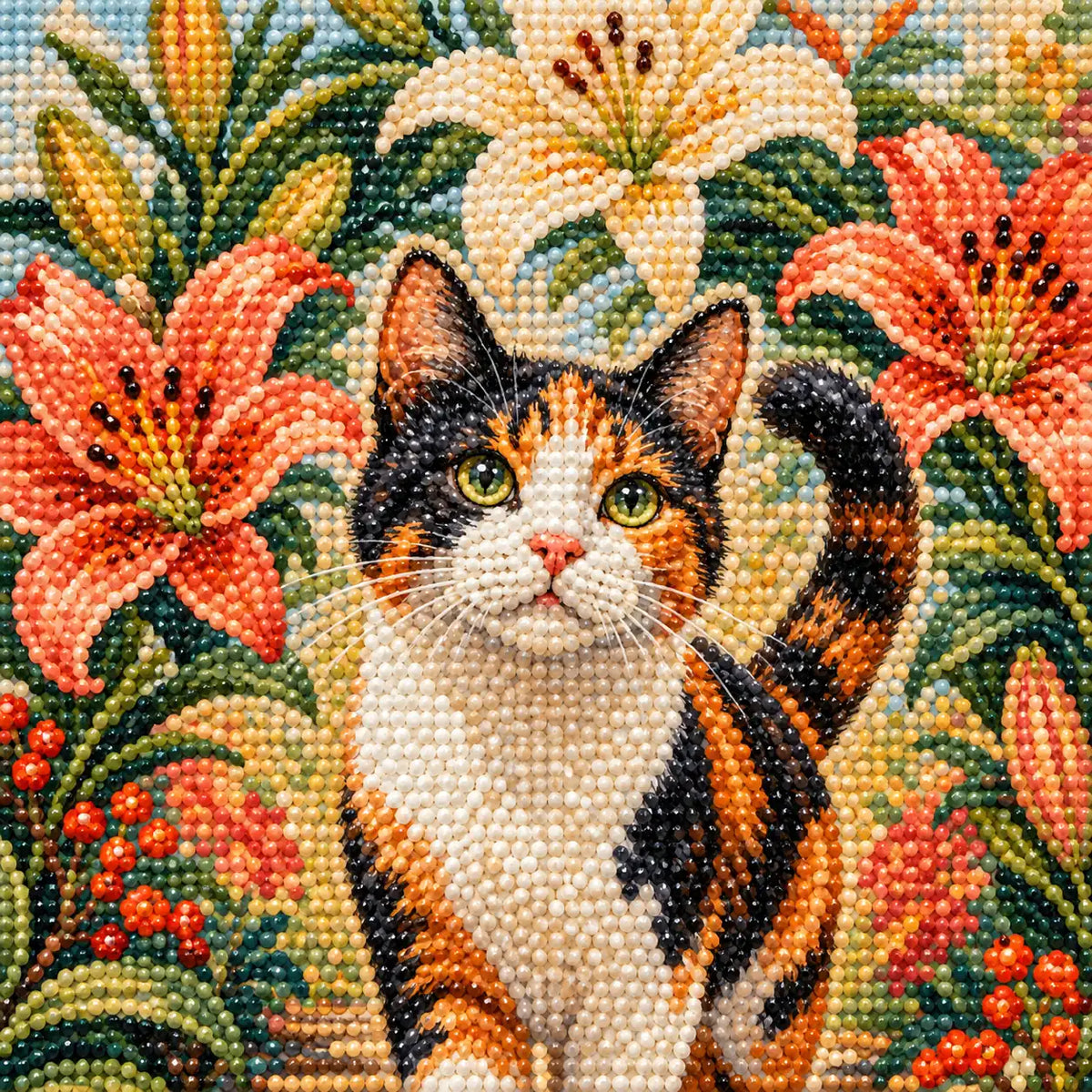 Diamond detail for Pathway Of Lilies Diamond Painting Kit