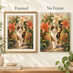 Framed and no-frame comparison for Pathway Of Lilies Diamond Painting Kit