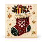 Christmas stocking pearl art kit on a clean white background