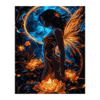 Fire and Water Fairy with Golden Wings completed artwork on a clean white background