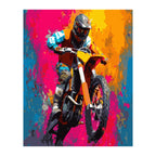 Colorful Motocross Rider completed artwork on a clean white background
