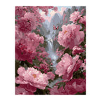 Pink Peony Waterfall Garden completed artwork on a clean white background