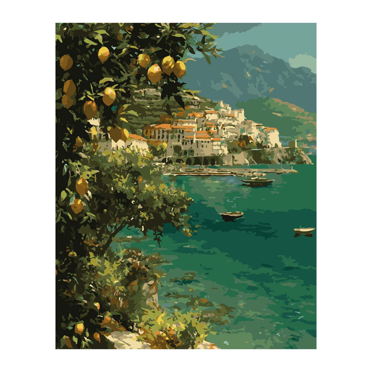 Amalfi Lemon Coast completed artwork on a clean white background
