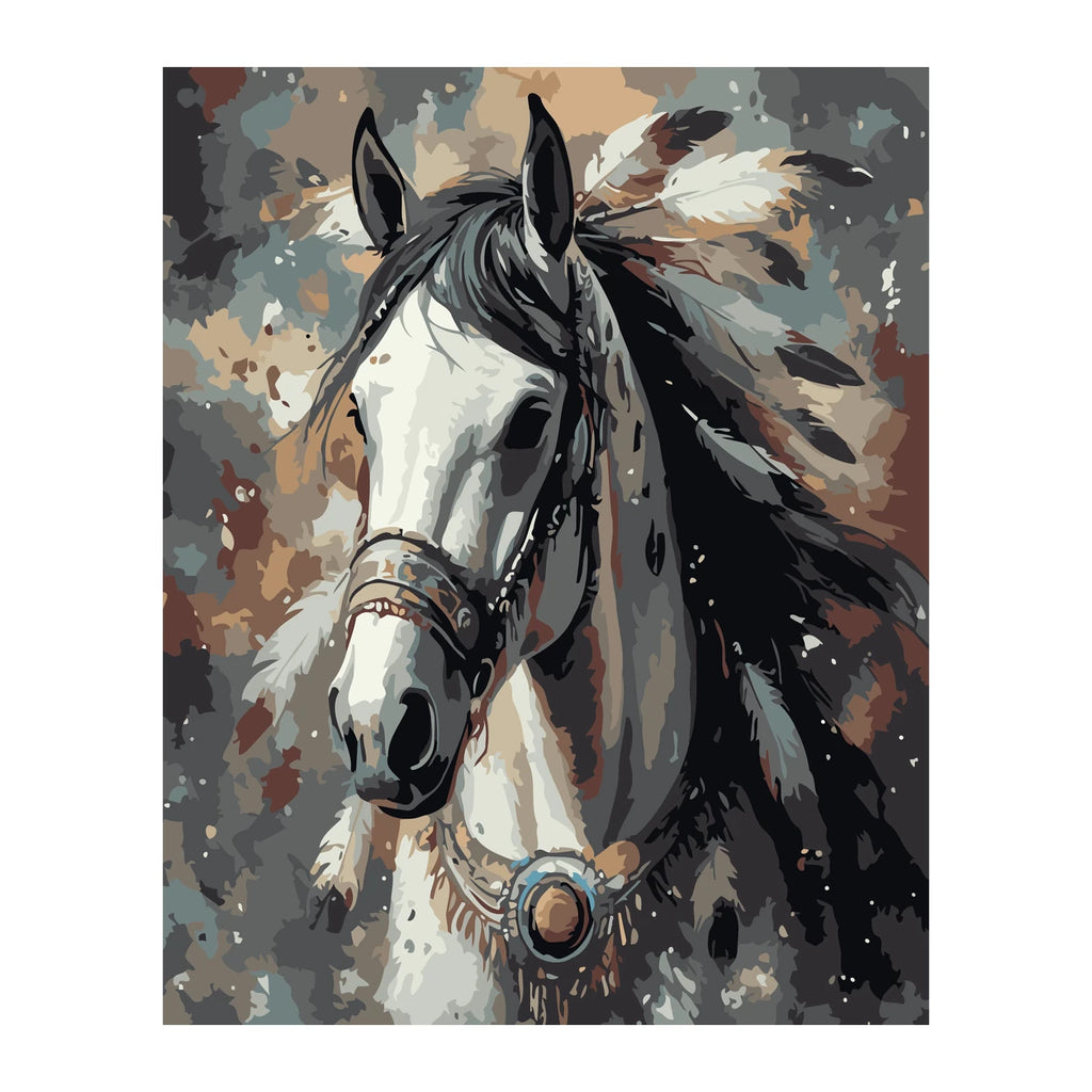 White Horse Portrait completed artwork on a clean white background