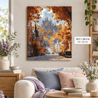 Autumn Castle Street shown in a styled room with 15.7 × 19.7 in and 40 × 50 cm dimensions
