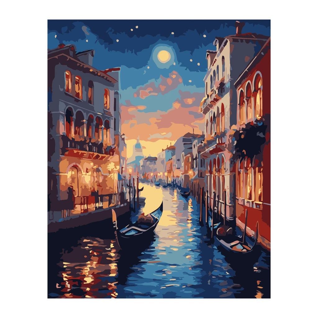 Venice Canal at Sunset completed artwork on a clean white background
