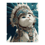 Bohemian White Cat Portrait completed artwork on a clean white background