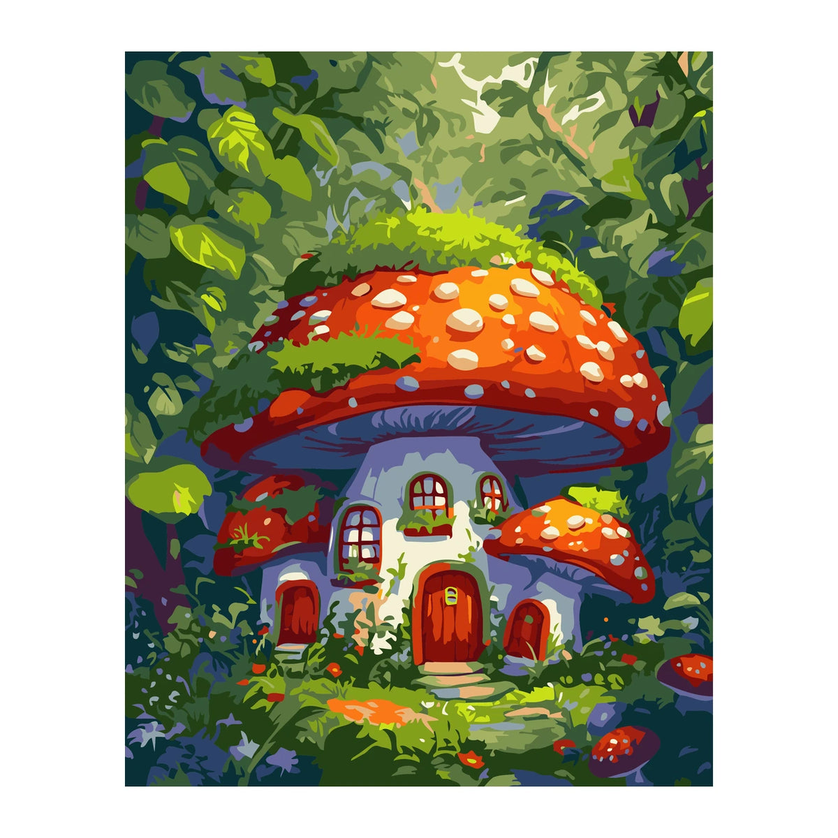 Enchanted Mushroom House completed artwork on a clean white background