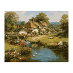 English Cottage by the Pond completed artwork on a clean white background
