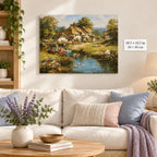 English Cottage by the Pond shown in a styled room with 19.7 × 15.7 in and 50 × 40 cm dimensions