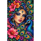 Peacock Feather Goddess Diamond Painting Kit — original white-background artwork