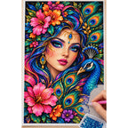 Peacock Feather Goddess Diamond Painting Kit — Diamond painting process