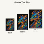 Peacock Feather Mosaic Dragon 20 by 30, 30 by 40, and 40 by 50 centimeter size guide