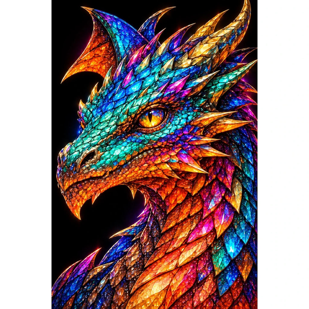Peacock Jewel Mosaic Dragon original artwork on white background
