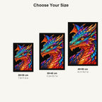 Peacock Jewel Mosaic Dragon 20 by 30, 30 by 40, and 40 by 50 centimeter size guide