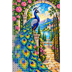 Peacock Rose Garden Diamond Painting Kit — canvas and drill material detail
