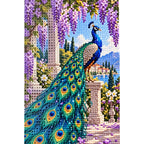 Peacock Wisteria Garden Diamond Painting Kit diamond and canvas detail