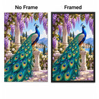 Peacock Wisteria Garden Diamond Painting Kit No Frame and Framed comparison