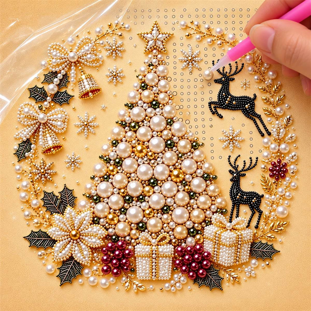 Pearl Christmas Tree Reindeer — process image